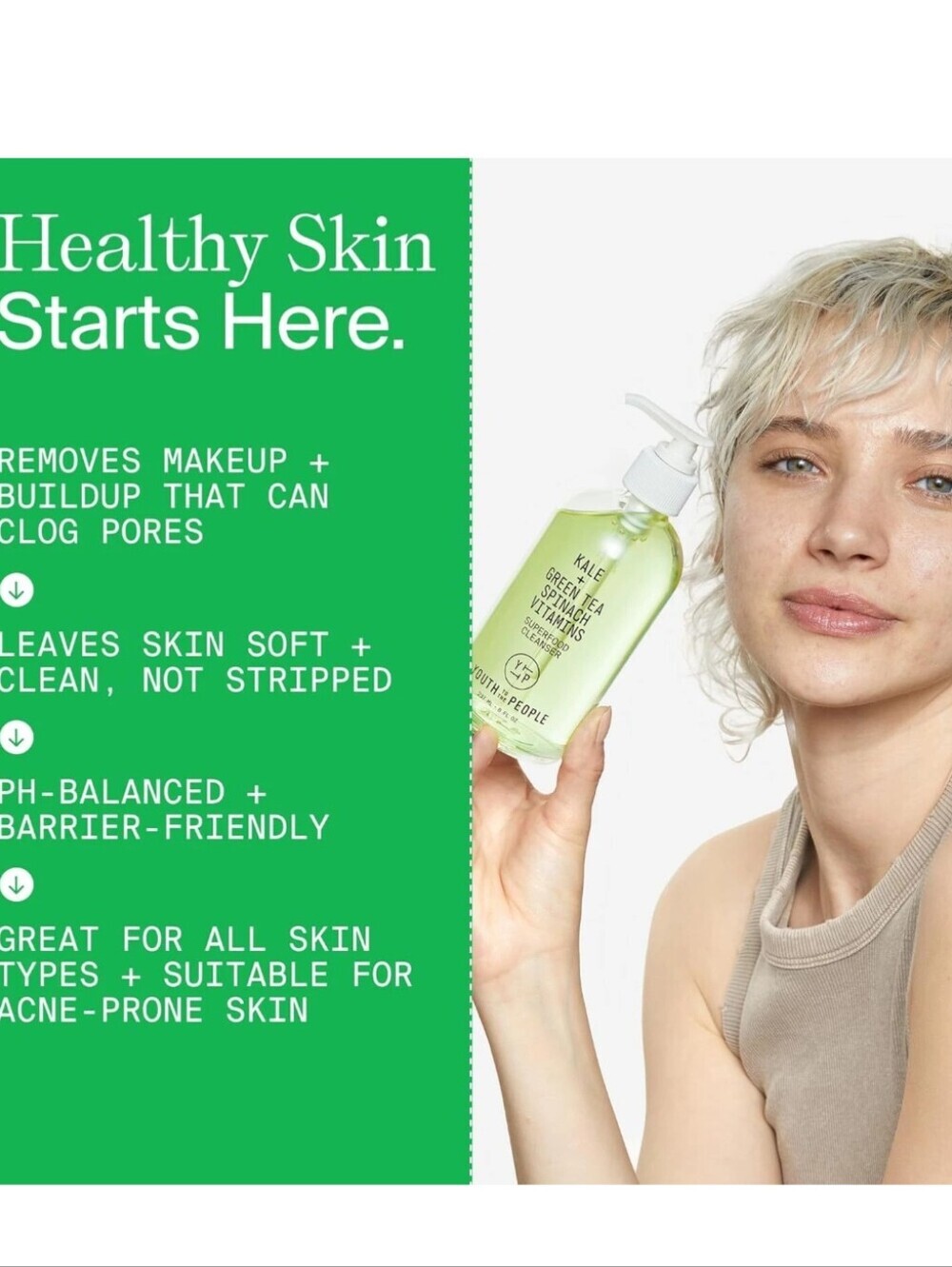 Youth To The People Superfood Facial Cleanser Kale + Green Tea Daily Face Wash - Picture 3 of 8